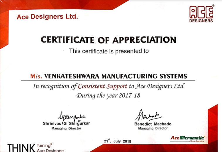 Certificate of Appreciation
